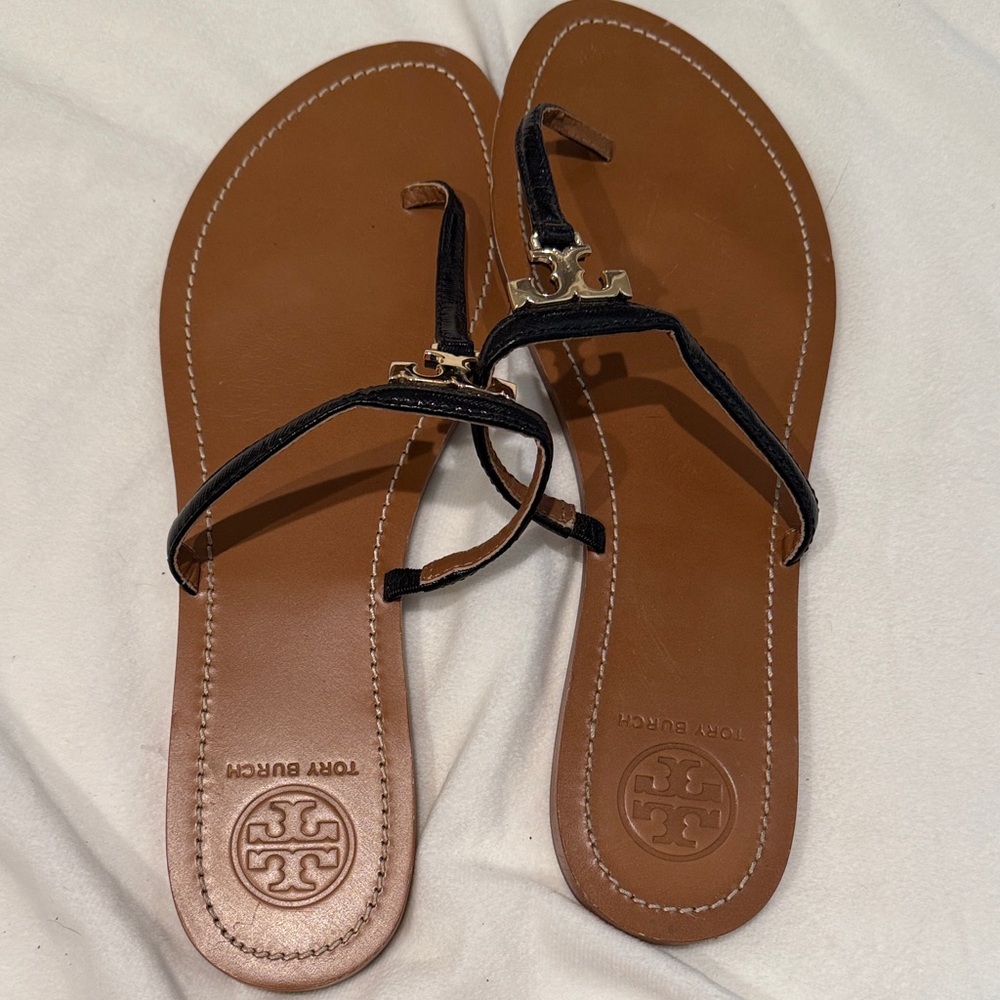 Tory Burch Black and Tan Sandals